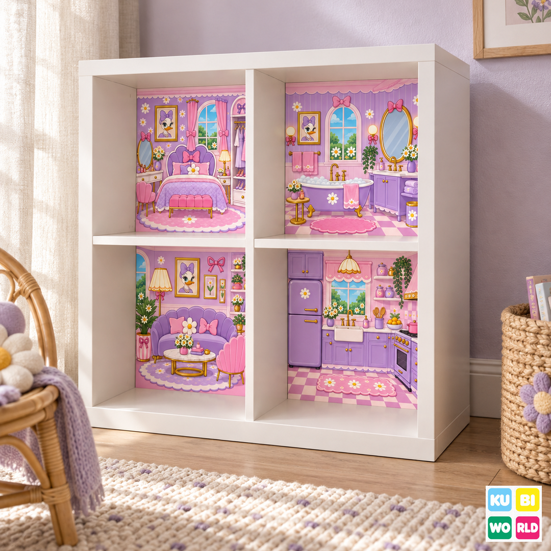 Lilac Dollhouse Backdrop - front view