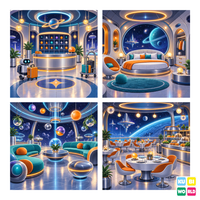 Space-Time Hotel Backdrop - four-scene board