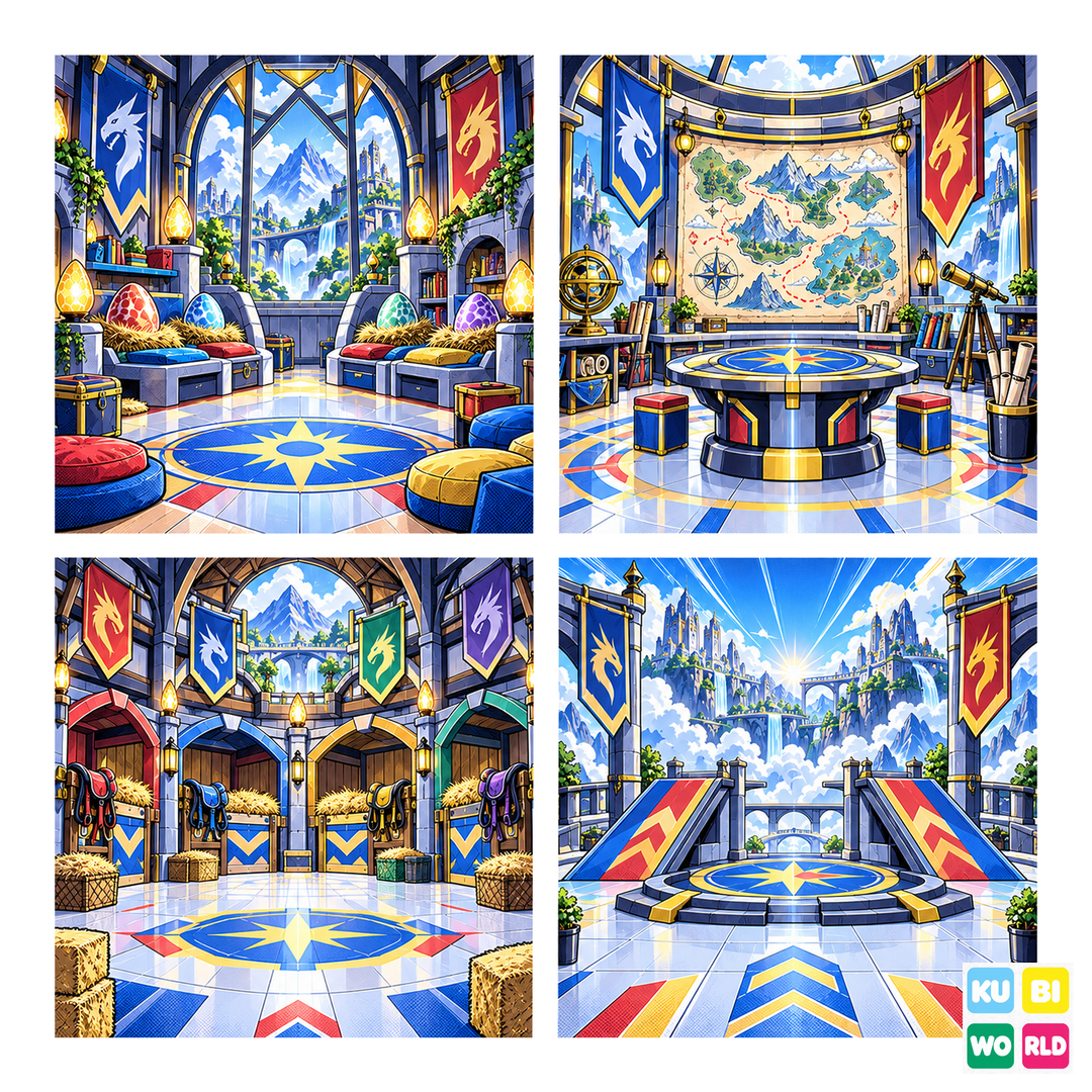 Dragon Riders Manga Backdrop - four-scene board