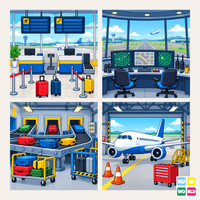 Airport Backdrop - four-scene board