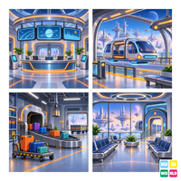 Skyway Station Backdrop - four-scene board