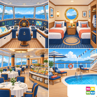 Cruise Ship Backdrop - four-scene board