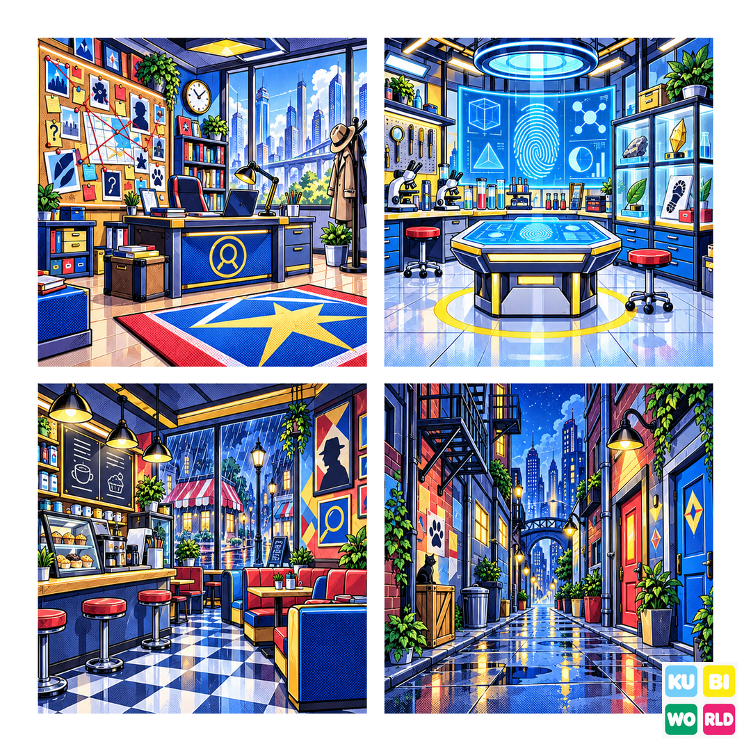 Detective Club Manga Backdrop - four-scene board