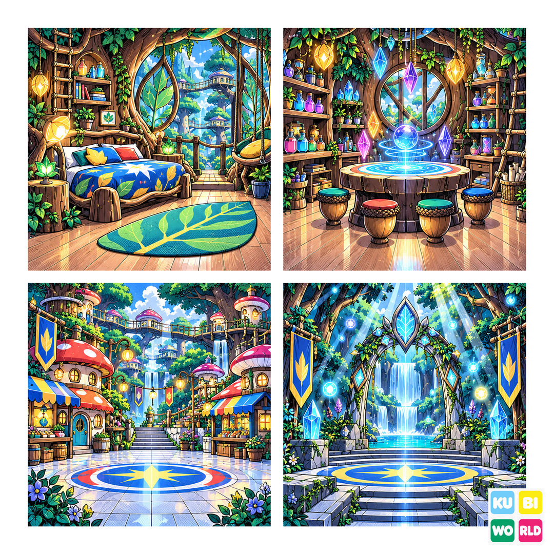 Enchanted Forest Manga Backdrop - four-scene board