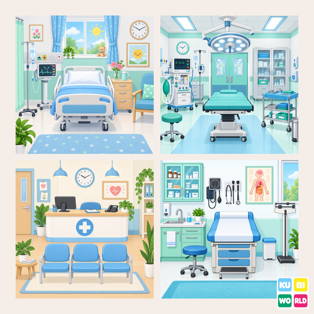Hospital Backdrop - four-scene board