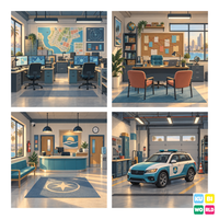 California Urban Police Station Backdrop - four-scene board