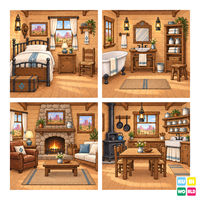 Western House Backdrop - four-scene board