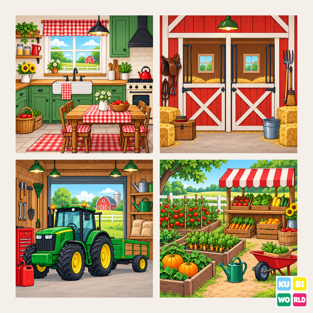 Farm Backdrop - four-scene board