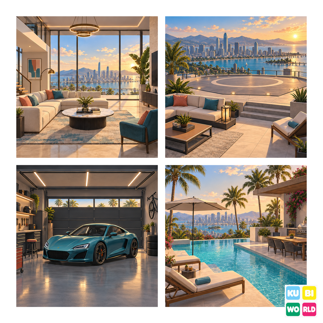 California City Villa Backdrop - four-scene board