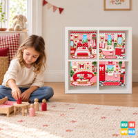 Red Polka-Dot Dollhouse Backdrop - ambience view