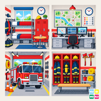 Fire Station Backdrop - four-scene board
