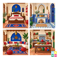 Moroccan Riad Backdrop - four-scene board