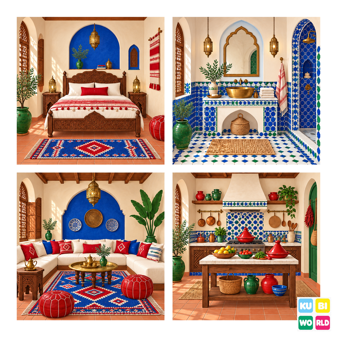 Moroccan Riad Backdrop - four-scene board