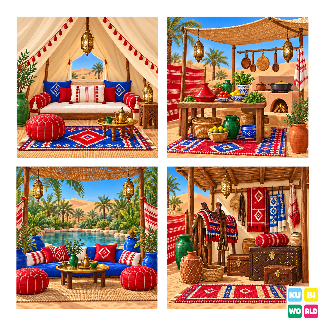 Moroccan Desert Camp Backdrop - four-scene board