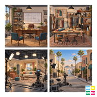 California Movie Studio Backdrop - four-scene board