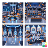 Robot Repair Center Backdrop - four-scene board